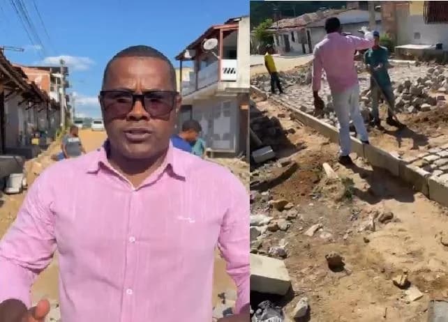 Vereador Dai acompanha avanço de obra indicada por ele no bairro Teotônio Calheira