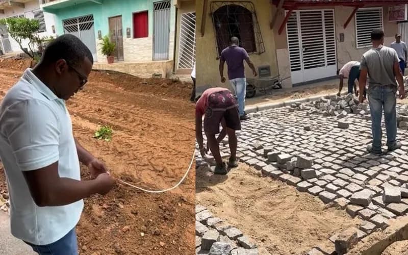 Vereador Dai celebra conclusão da obra de calçamento em rua do Teotônio Calheira