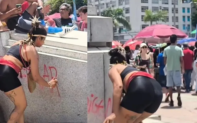 Militante de esquerda é presa em flagrante ao pichar patrimônio público durante manifestação em Belo Horizonte