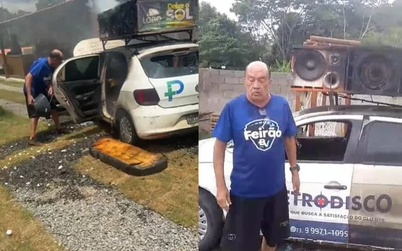 Incêndio destrói parcialmente carro de som do locutor Arthur Valadares