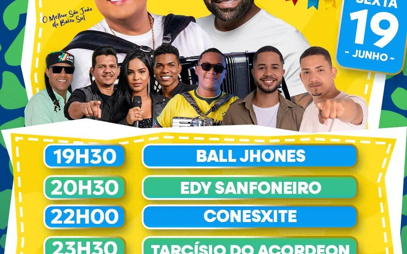 Prefeitura divulga programação completa do São João de Gandu com mais de 30 shows em cinco dias de festa