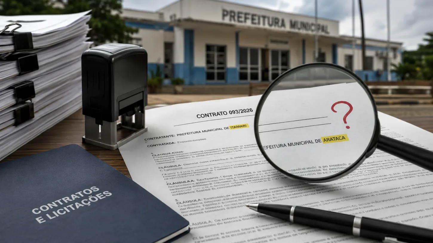 Prefeitura de Itamari copia contrato da prefeitura de Arataca com série de erros no documento