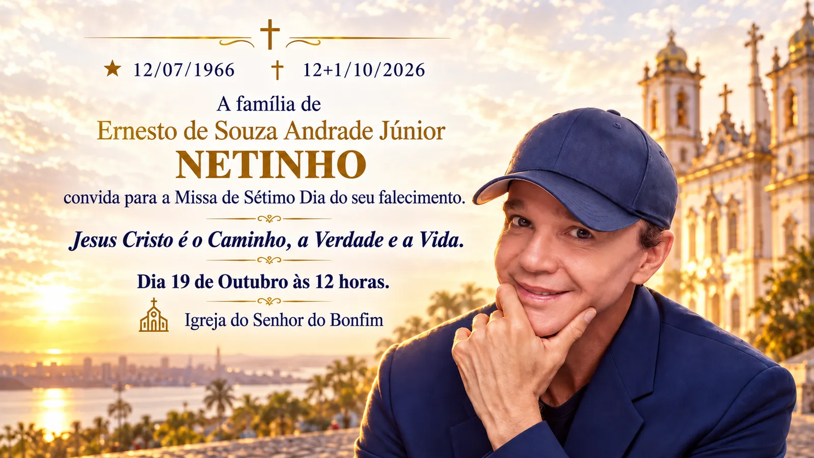 Família do cantor Netinho evita usar número 13 em convite para missa.