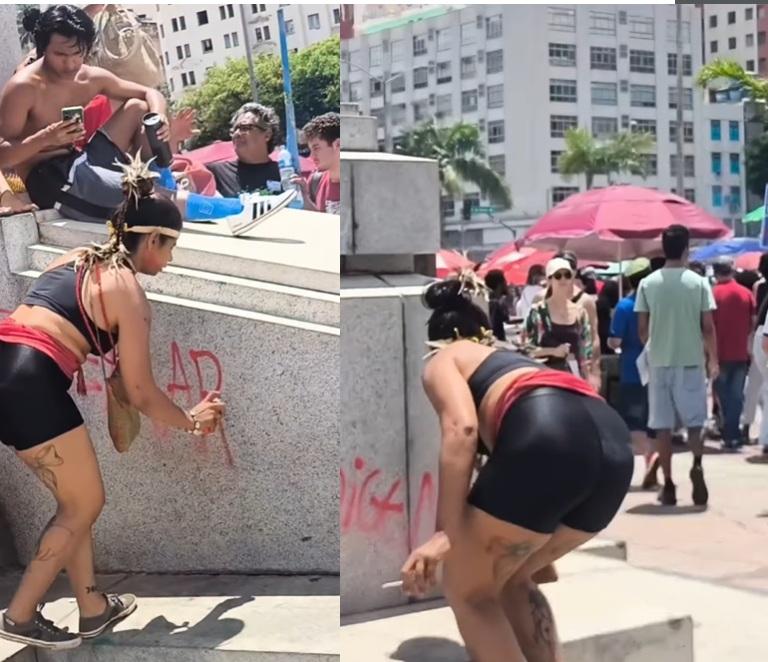 Militante de esquerda é presa em flagrante ao pichar patrimônio público durante manifestação em Belo Horizonte