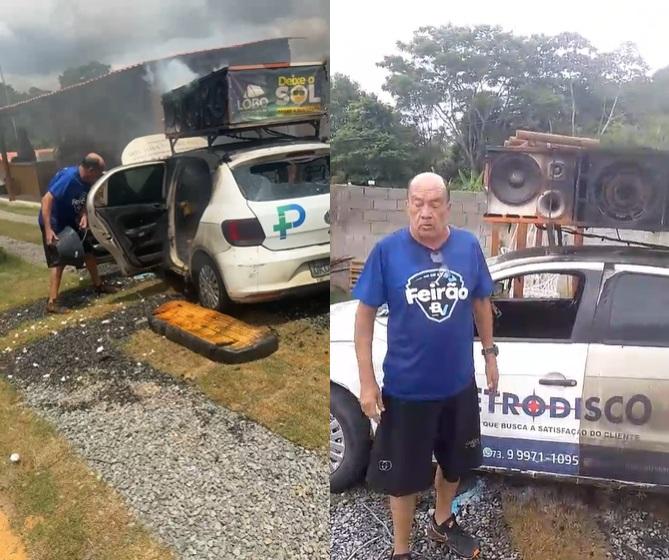 Incêndio destrói parcialmente carro de som do locutor Arthur Valadares
