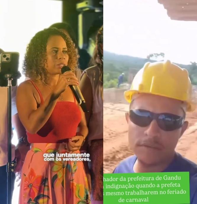 Fake news associa vídeo da prefeita de Gandu a reclamação de operário durante o Carnaval